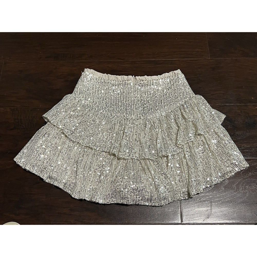Mustard Seed Silver Sequin Skort Size Small - Picture 2 of 3